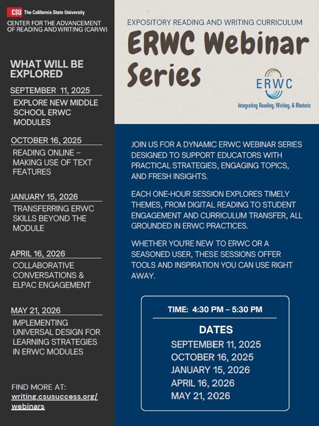 2025-2026 ERWC Webinar Series Flyer